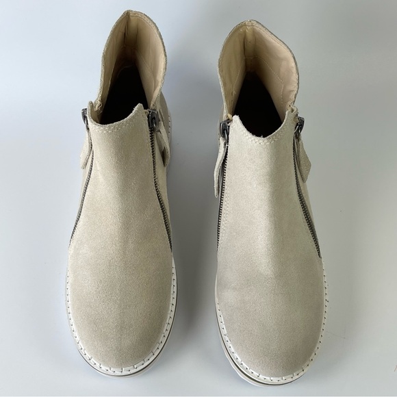 Matisse Jet Beige Zippered Platform Round Toe Comfy Suede Leather Ankle Booties - Picture 8 of 10